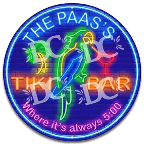 Tiki bar custom circle sign tiki idol sign tiki bar neon themed sign ...