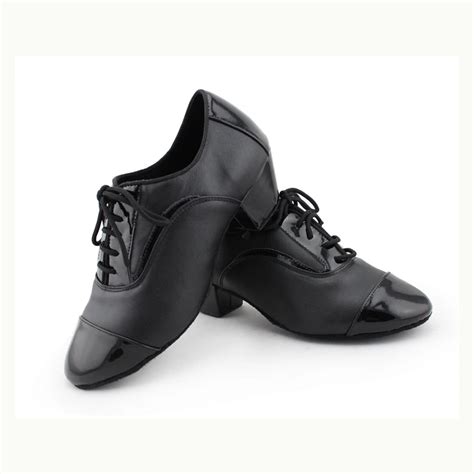 Black Genuine Leather Men's Latin Ballroom Dance Shoes Heel 4cm Male Tango Modern Standard Dance ...