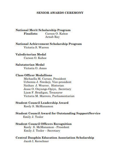 7+ School Award Ceremony Program Templates in PDF | DOC