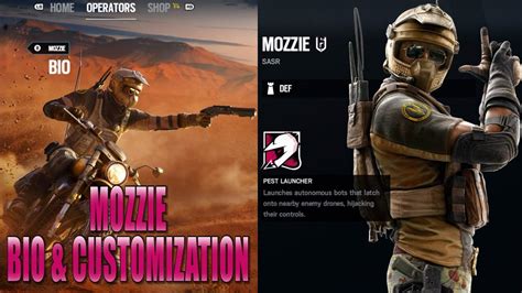 Mozzie Bio and Customization (Loadout, Headgear, Uniforms) - Rainbow Six Siege - YouTube