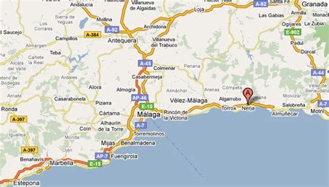 Map Costa del Sol, coast of Malaga province Andalusia