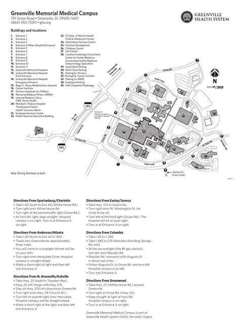 Map Greenville Memorial Medical Campus | PDF | Health Care | Medicine