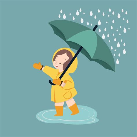 cute girl umbrella in rainy season 661075 Vector Art at Vecteezy