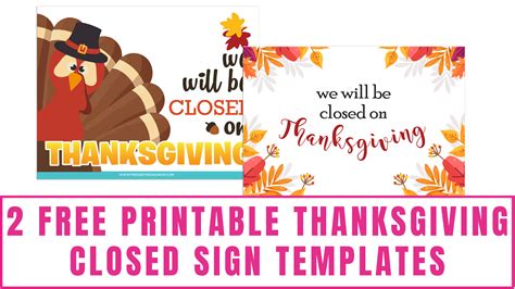 Free Printable Thanksgiving Closed Sign Templates