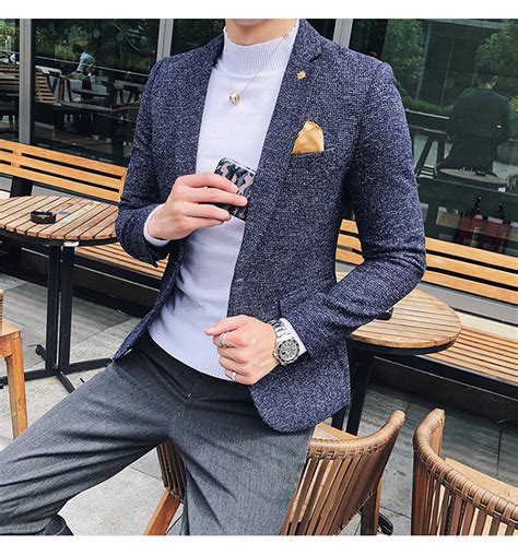 2019 New Mens Business Casual Suit Trend Handsome Small Suit Korean ...