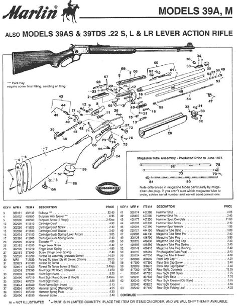 Marlin Model 39A Lever-Action Rifle Exploded Gun Drawing, 55% OFF