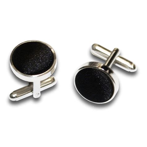 Plain Black Satin Cufflinks