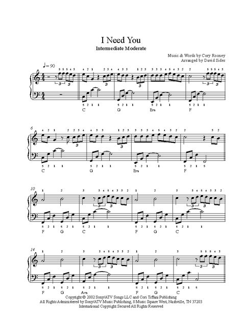 I Need You by Marc Anthony Piano Sheet Music | Intermediate Level