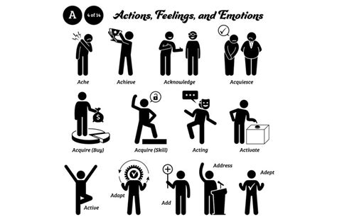 Stick Figure Human Action Verbs Feeling Emotions (2553481)