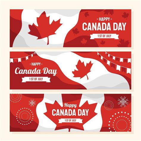 Happy Canada Day Banner Set 2378829 Vector Art at Vecteezy