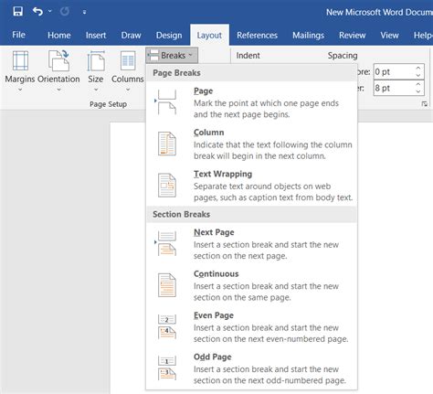 How To Insert A Section Break In Microsoft Word | helpdeskgeek