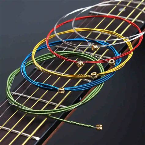 Color Acoustic Guitar Strings set Colorful Multi ainbow Wound Acoustic Guitar Strings A407 Steel ...