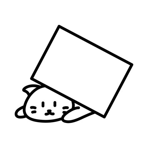 Cat hiding behind a box. Minimalist line art cat drawing. 32323153 ...