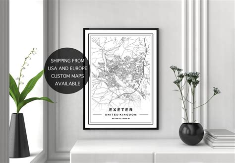 EXETER MAP PRINT, High Res Map, Map of Exeter, Exeter City Map, Exeter ...