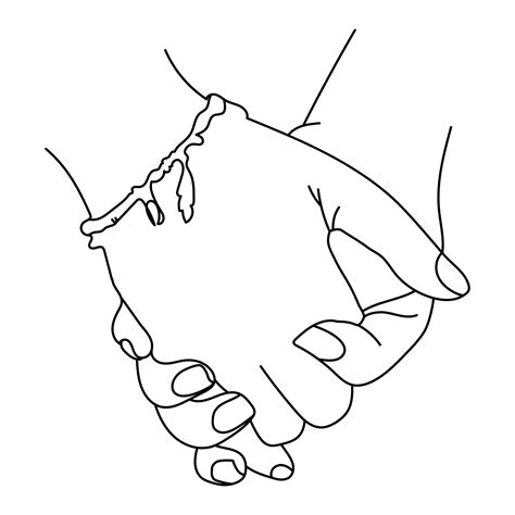 couple hand in hand single line art drawing vector illustration, holding hands together ...