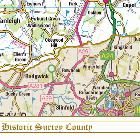 Historic Surrey County Map : XYZ Maps