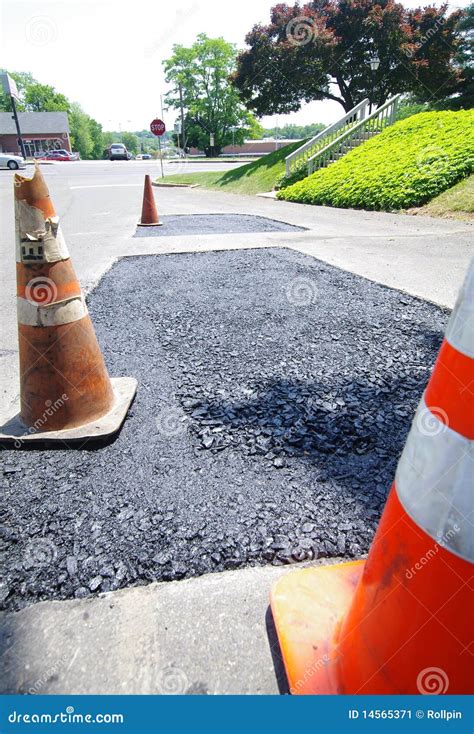 Road Repair, Freshly Tar with Stones Stock Image - Image of white ...