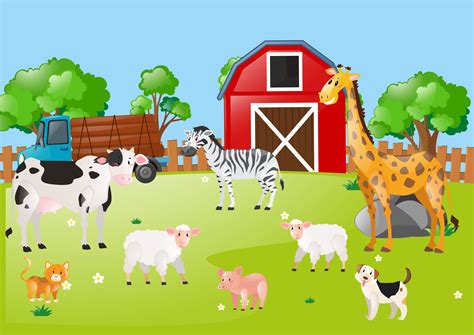 Many animals in the farmyard 369455 Vector Art at Vecteezy