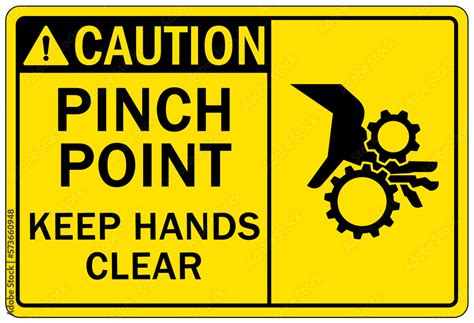 Pinch point hazard sign and labels Keep hands clear Stock Vector | Adobe Stock