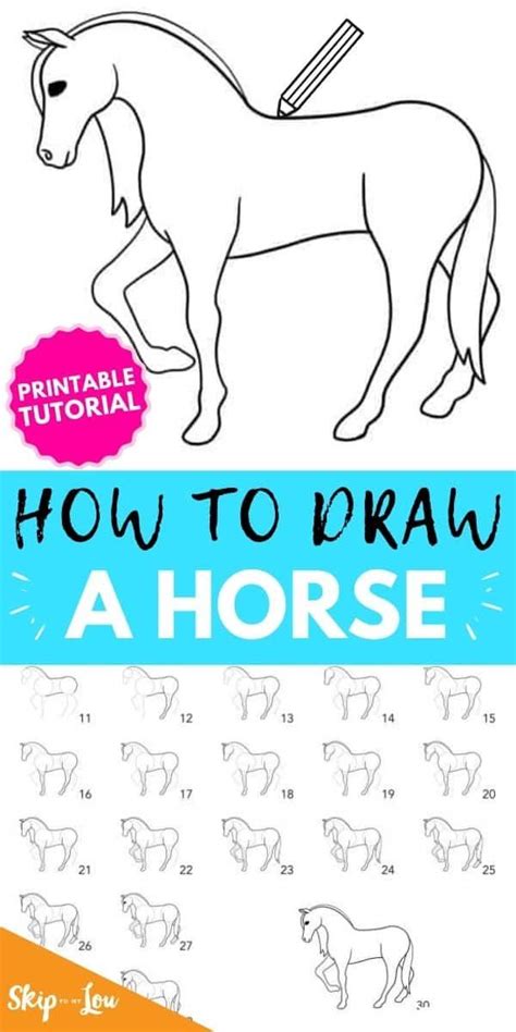 How to Draw a Horse {Step by Step with Printable Guide} | Horse drawing tutorial, Easy horse ...