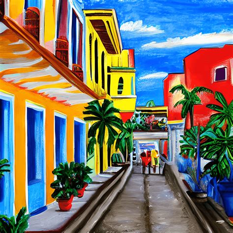 Bold Colorful Painting of Old San Juan Puerto Rico · Creative Fabrica