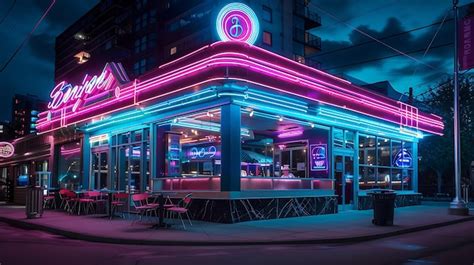 Premium Photo | This is a photo of a retro diner at night