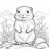 Download Coloring Page Groundhog With Flowers And Small Animals  sketch template