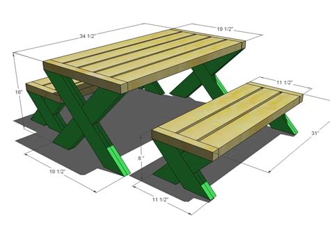 Build A Modern Kid's Picnic Table, or X Benches | Ana White