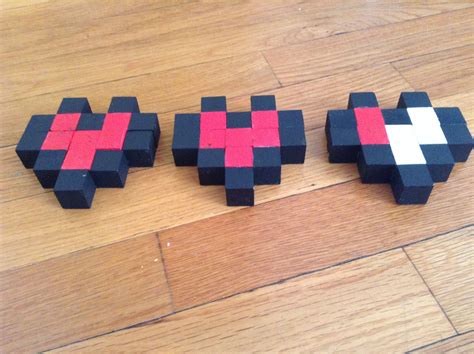 Mine craft hearts made with 1 inch wooden blocks | Wooden blocks, Wood ...