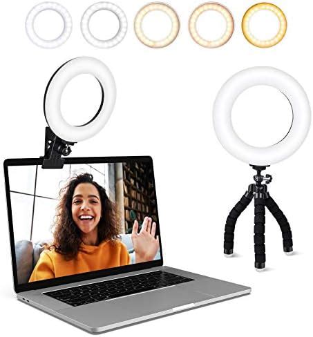 Video Conference Lighting Kit, Ring Light Clip on Laptop Monitor with 5 Dimmable Color & 5 ...