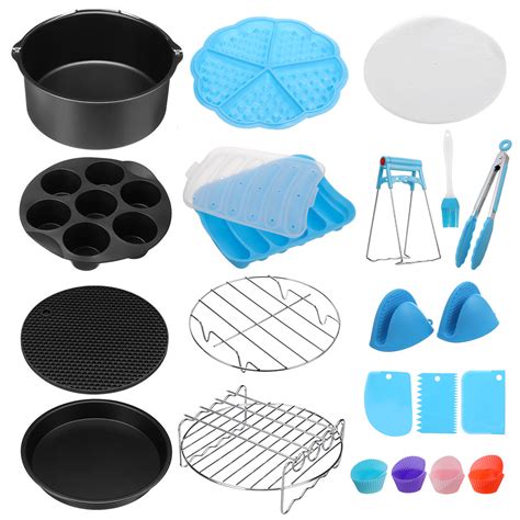 17pcs 7/8/9'' air fryer accessories set non-stick frying cage dish ...