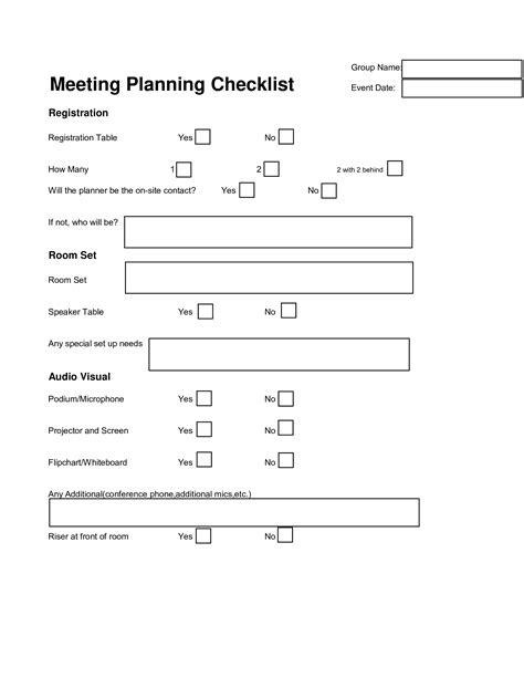 Meeting Planning Checklist | Templates at allbusinesstemplates.com