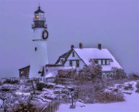 Portland Head Lighthouse Snow Scene