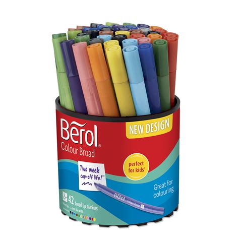 Berol Colour Pens - Broad Assorted - Tub of 42 - G1774062 | GLS Educational Supplies