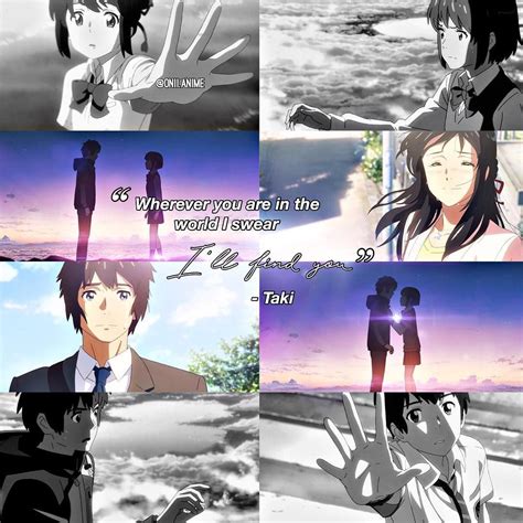 Taki and Mitsuha Anime Movie Kimi No Na Wa Taki Quote • #kiminonawa #yourname | Parejas de anime ...