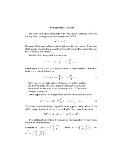 The Exponential Matrix