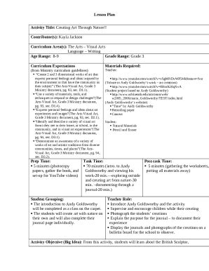 Visual Arts Education Grades 3 Curriculum Doc Template | pdfFiller