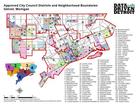 Detroit district map - District Detroit map (Michigan - USA)