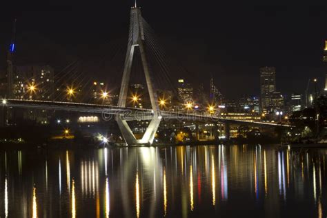 Anzac Bridge at Night Time, Sydney Australia Editorial Photo - Image of ...