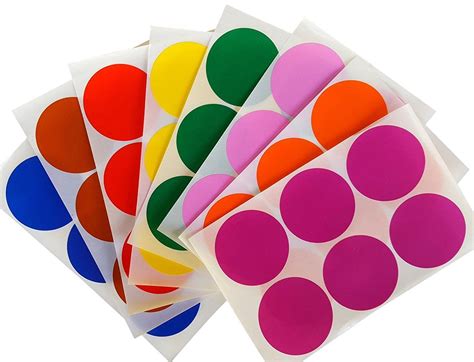 Circular Colored Coding Stickers 2" Assorted Colors Round Dot Stickers ...