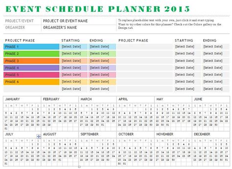 Sample Event Schedule Planner Template | Formal Word Templates