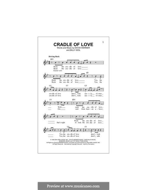 Cradle of Love (Billy Idol) by D. Werner - sheet music on MusicaNeo