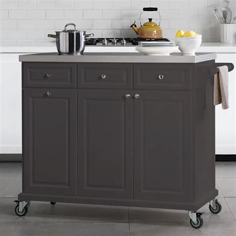 SJ Collection Buckhead Portable Kitchen Island Cart Cabinet on Wheels w ...