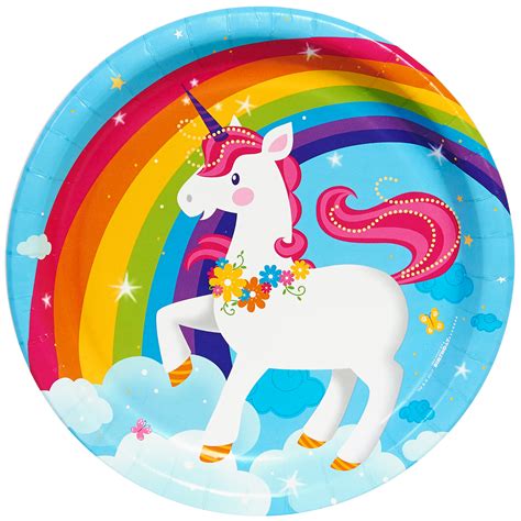 Fairytale Unicorn Party Dinner Plates - PartyBell.com