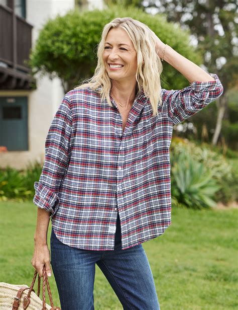 Eileen, Relaxed Button-Up Shirt, Red Plaid | Frank & Eileen