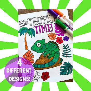 Tropical Animals Coloring Pages & Sheets! Parrots, Flamingos, Reptiles ...