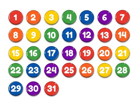 "This listing is for a cute set of multi colored calendar magnets, set of 31. These would look ...