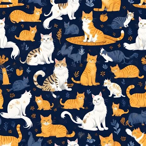 A blue background with a lot of cats on it | Premium AI-generated image