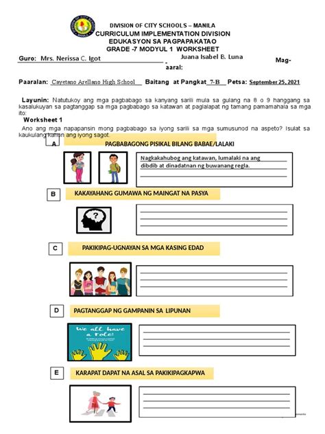 Esp Worksheet | PDF