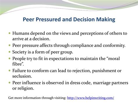 PPT - Effects of Peer Pressure in Decision Making PowerPoint Presentation - ID:6873758